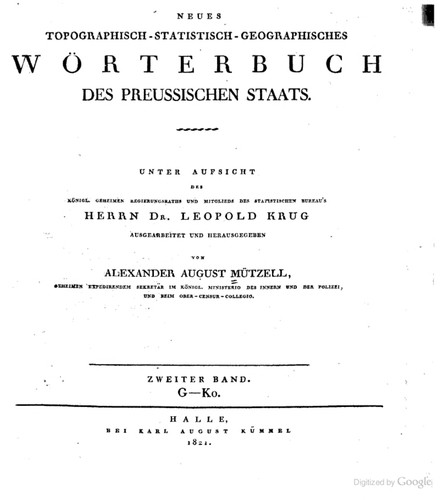 Neues topographisch-statistisch-geographisches Wörterbuch des Preussischen Staats