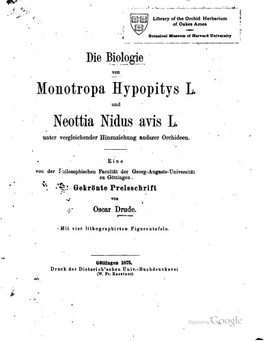 Die biologie von Monotropa hypopitys L. und Neottia nidus avis L. unter vergleichender hinzuziehung anderer orchideen