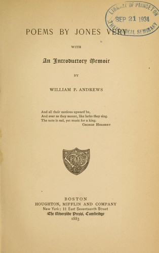 Poems by Jones Very