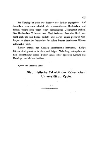 Katalog der fremdsprachigen Bücher in der Bibliothek der Juristischen Fakultät der Kaiserlichen Universität zu Jyoto