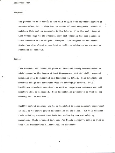 Cadastral survey monumentation manual