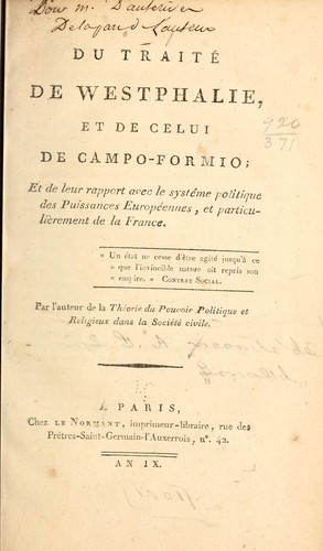 Du traité de Westphalie, et de celui de Campo-Formio
