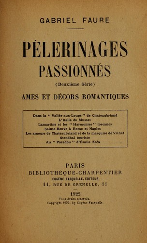 Pèlerinages passionnés (2. série)
