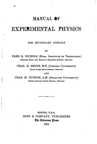 Manual of experimental physics for secondary schools