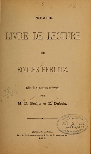 Premier livre de lecture des écoles Berlitz