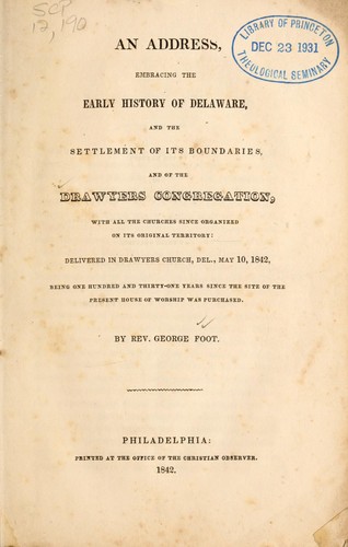 An address embracing the early history of Delaware