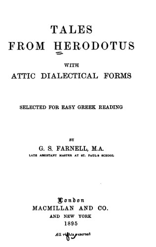 Tales from Herodotus with Attic Dialectical Forms: Selected for Easy Greek Reading