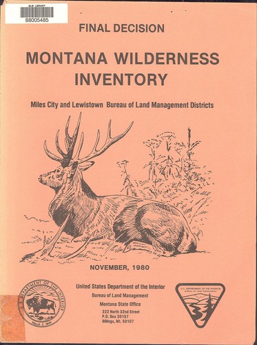 Montana intensive wilderness inventory proposed decision