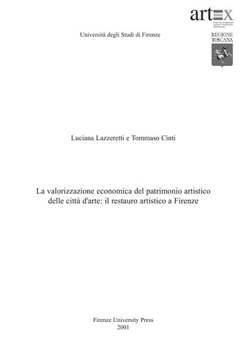 La Valorizzazione Economica del Patrimonio Artistico Delle Citta D'Arte