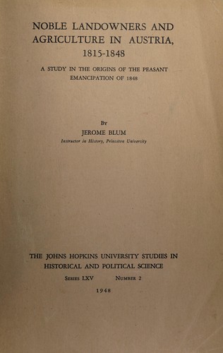 Noble landowners and agriculture in Austria, 1815-1848