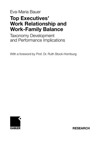 Top executives' work relationship and work-family balance