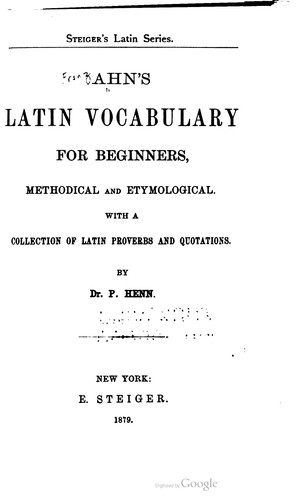 Ahn's Latin vocabulary for beginners