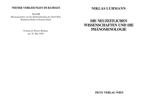Die neuzeitlichen Wissenschaften und die Phänomenologie