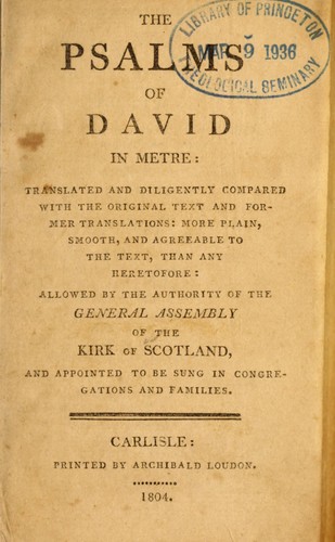 The Psalms of David in metre