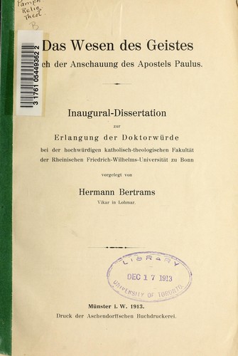 Das Wesen des Geister nach der Anschauung des Apostels Paulus