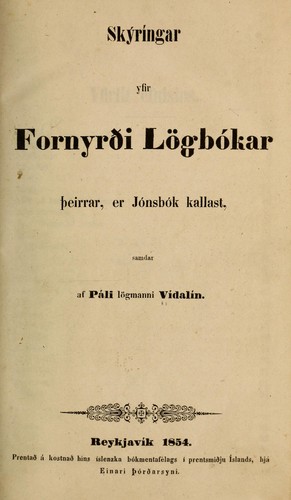 Skýríngar yfir fornyrði lögbókar þeirrar