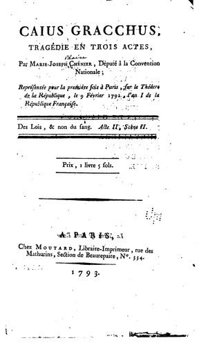 Caius Gracchus: tragédie en trois actes