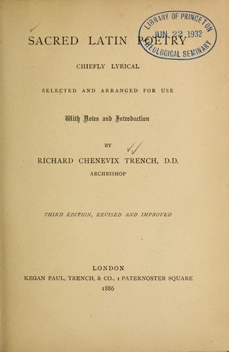 Sacred Latin poetry, chiefly lyrical