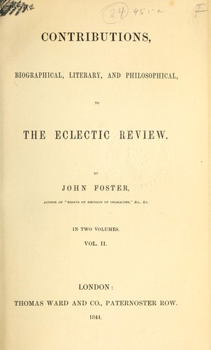 Contributions, biographical, literary, and philosophical, to the Eclectic review