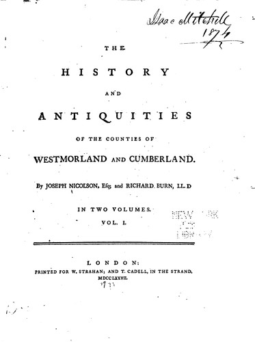 The history and antiquities of the counties of Westmorland and Cumberland