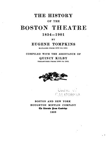 The history of the Boston Theatre, 1854-1901