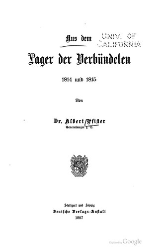 Aus dem Lage der Verbündeten 1814 und 1815