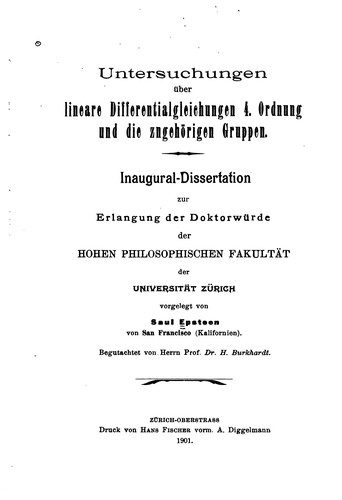 Untersuchungen über lineare Differentialgleichungen 4. Ordnung und die zugehörigen Gruppen