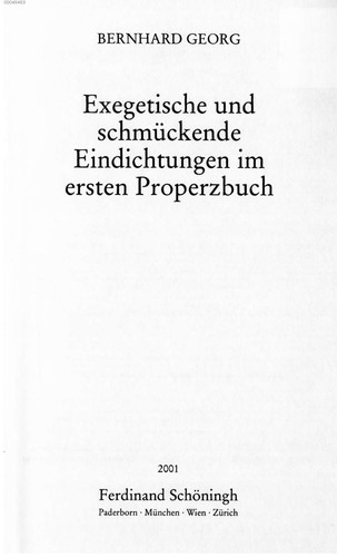 Exegetische und schmückende Eindichtungen im ersten Properzbuch