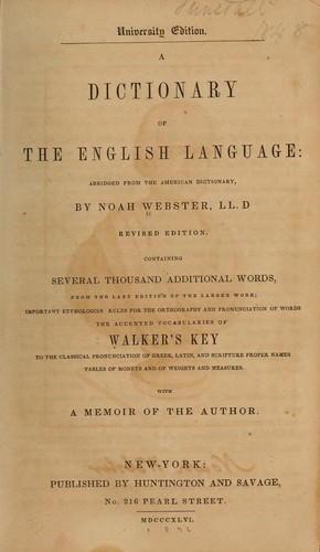 A dictionary of the English language: abridged from the American dictionary