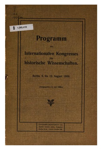 Programm des Internationalen Kongresses für historische Wissenschaften