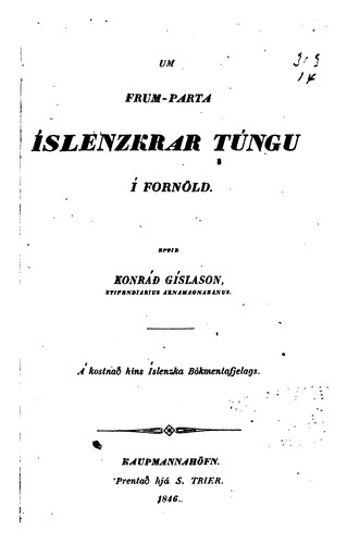 Um frum-parta íslenzkrar túngu í fornöld