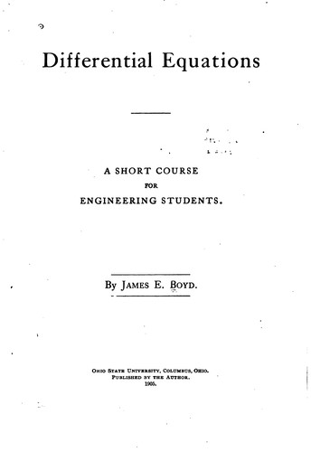Differential Equations: A Short Course for Engineering Students
