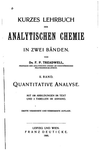 Kurzes Lehrbuch der analytischen Chemie: In zwei Bänden