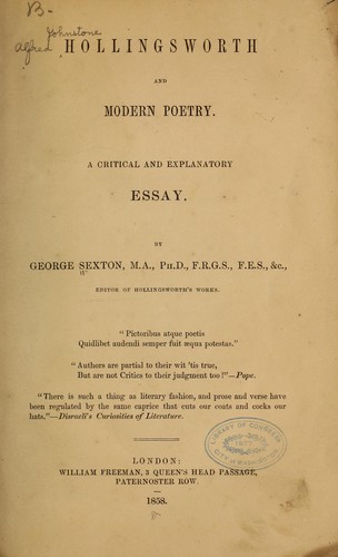 Hollingsworth and modern poetry...