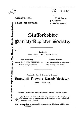 Hamstall Ridware Parish register