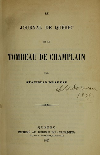 Le journal de Québec et le tombeau de Champlain