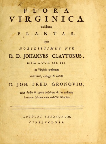 Flora Virginica, exhibens plantas