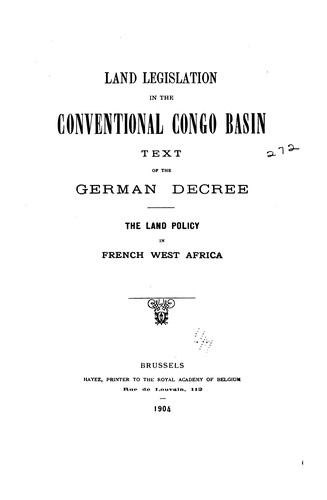 Land legislation in the conventional Congo basin