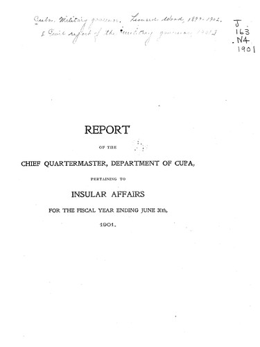 [Civil report of the Military Governor, 1901