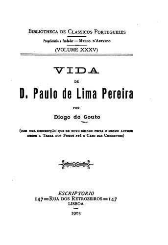 Vida de D. Paulo de Lima Pereira
