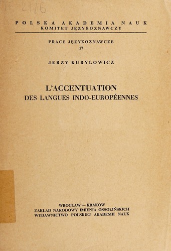 L' accentuation des langues indo-européennes