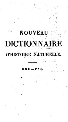 Nouveau dictionnaire d'histoire naturelle,: appliquée aux arts, à l'agriculture, à l'économie ..