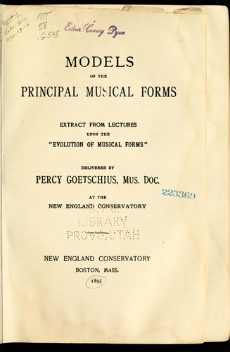 Models of the principal musical forms