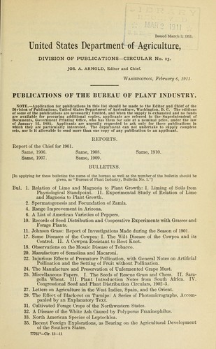 Publications of the Bureau of Plant Industry