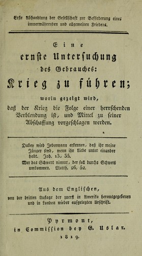 Eine ernste Untersuchung des Gebrauches, Krieg zu fu hren