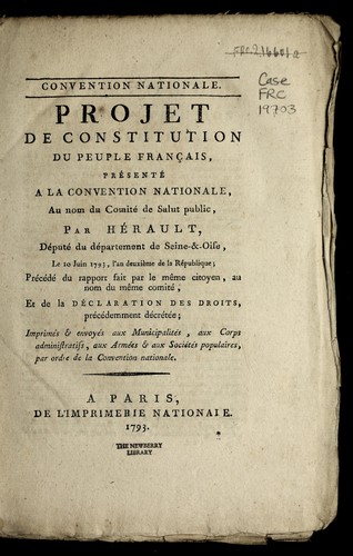 Projet de constitution du peuple français, présenté à la Convention nationale, au nom du Comité de salut public