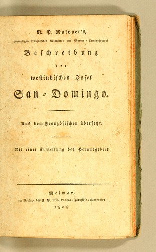 V.P. Malouet's ... Beschreibung der westindischen insel San-Domingo