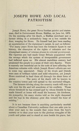 Joseph Howe and local patriotism