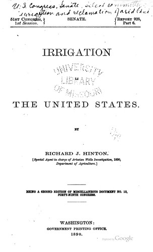 Report of the Special committee of the United States Senate on the irrigation and reclamation of arid lands ..