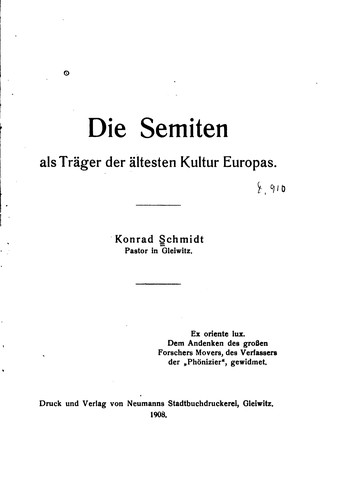 Die Semiten als Träger der ältesten Kultur Europas